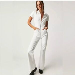 Free People White Denim Jumpsuit